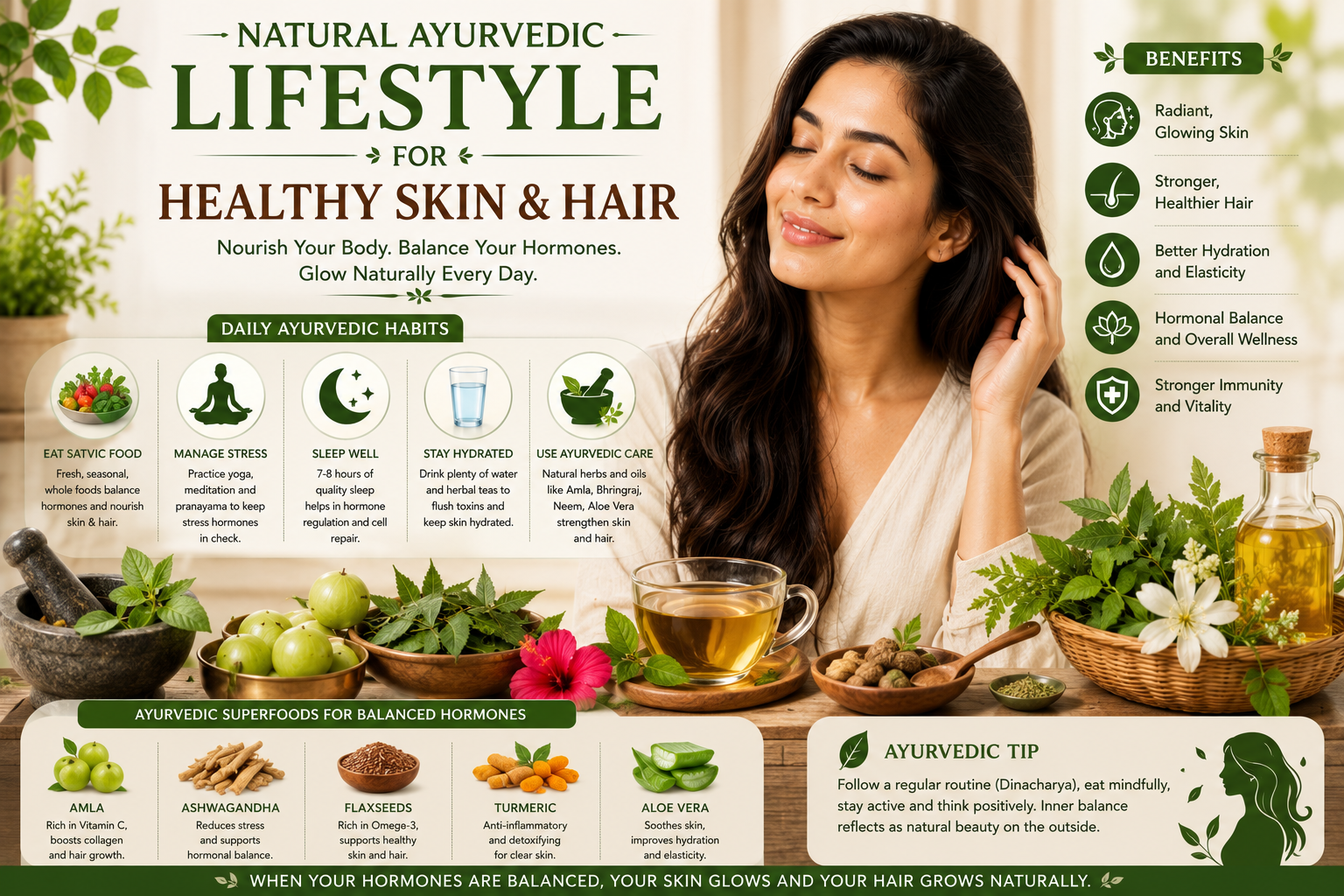 Natural Ayurvedic Lifestyle for Healthy Skin and Hair