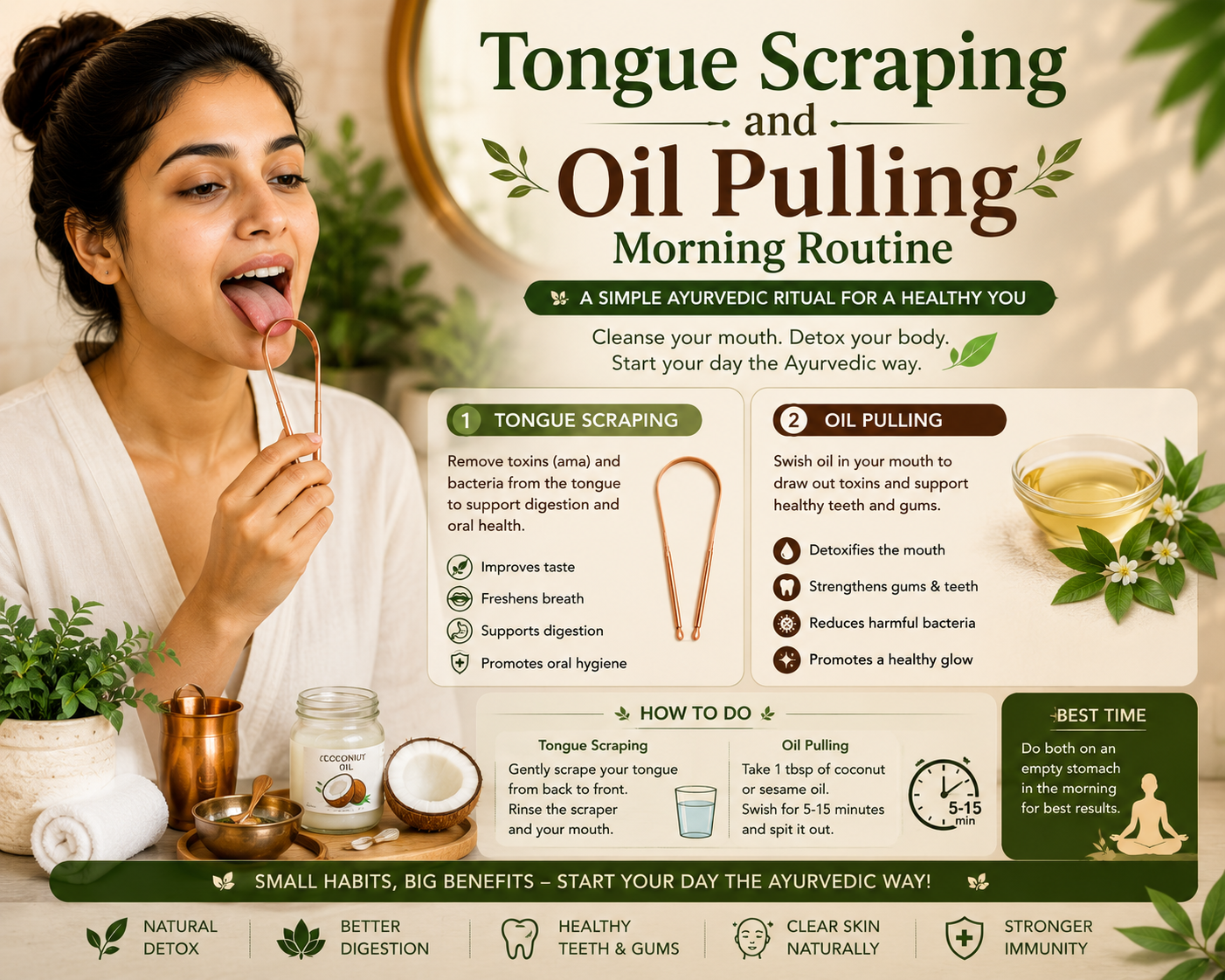 Tongue Scraping and Oil Pulling Morning Routine