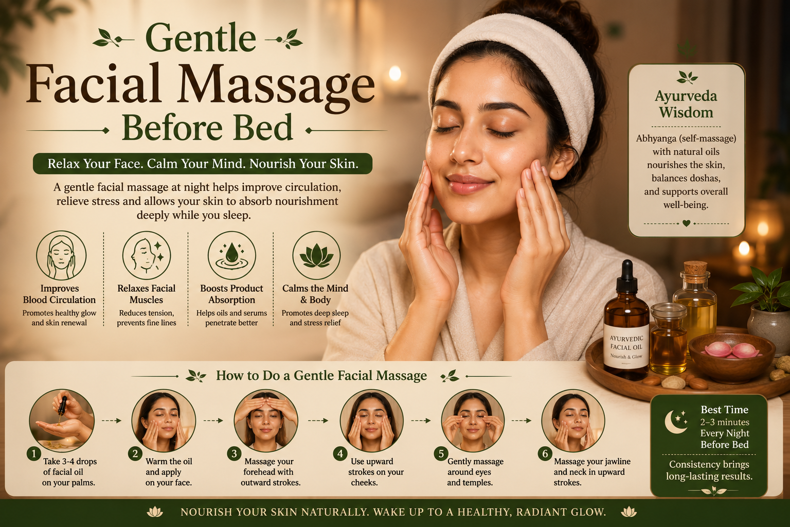Gentle Facial Massage Before Bed