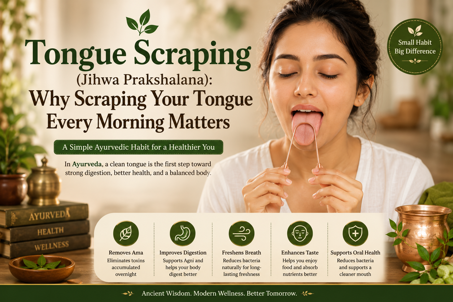 Tongue Scraping (Jihwa Prakshalana): Why Scraping Your Tongue Every Morning Matters