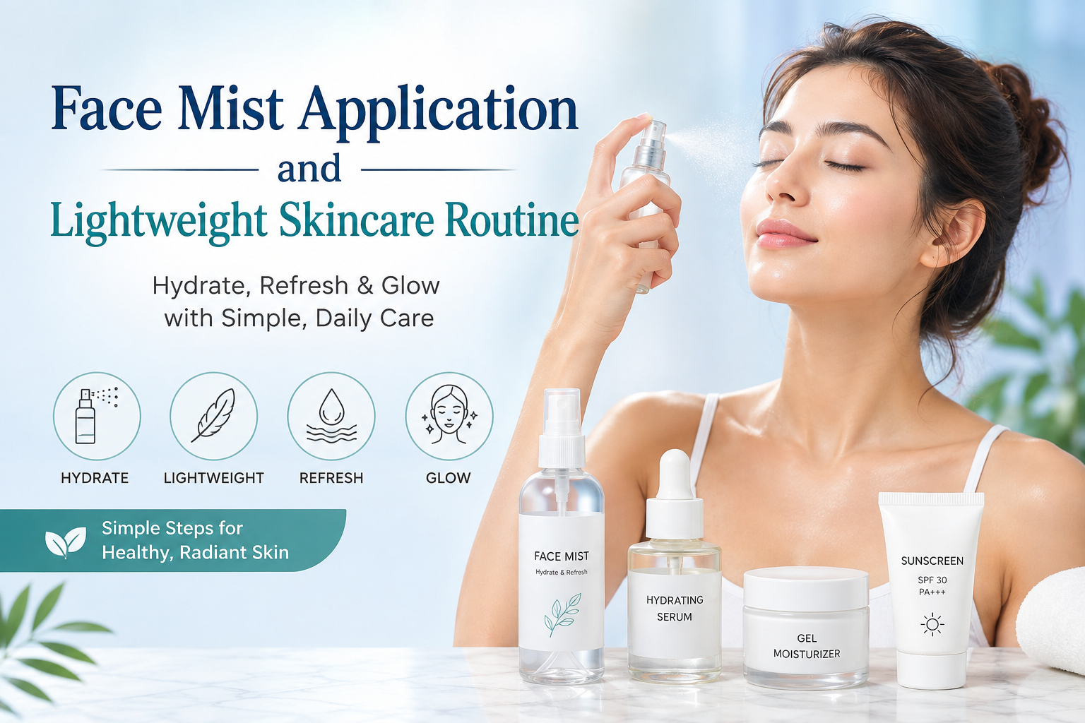 Face Mist Application and Lightweight Skincare Routine