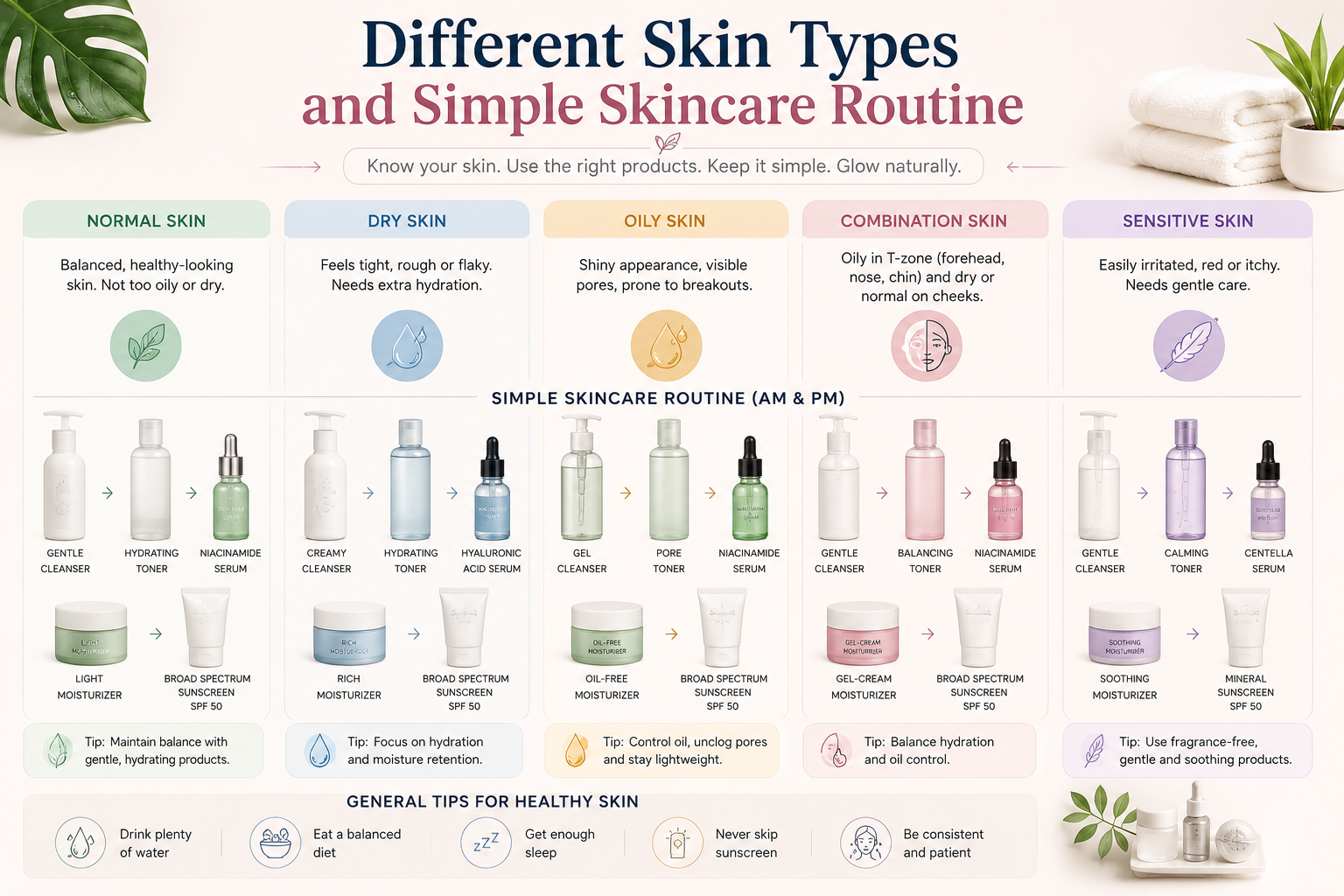 Different Skin Types and Simple Skincare Routine