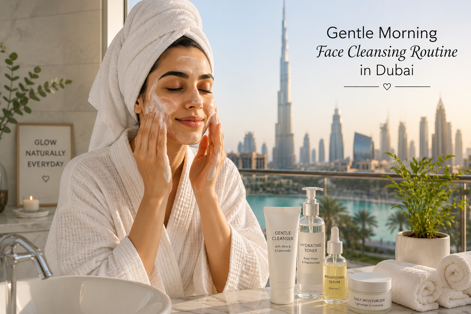 Gentle Morning Face Cleansing Routine in Dubai